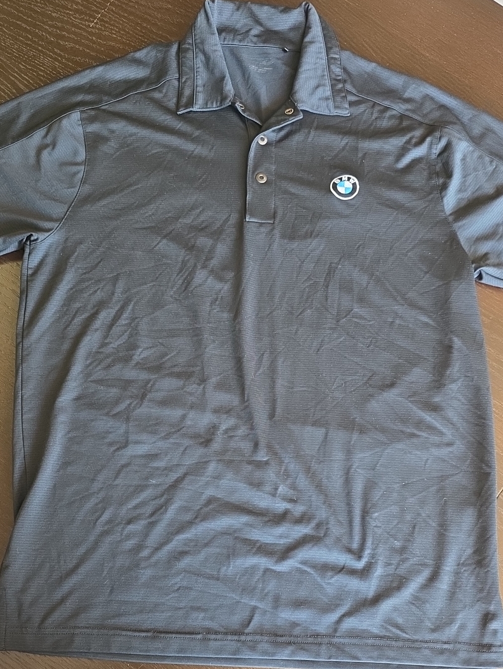 BMW Men's Black Polo with Round Logo